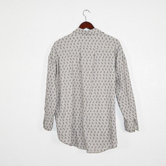 Pietsie Small Floral print Shirt Oversized button up 100% cotton Long Sleeve - Picture 7 of 10